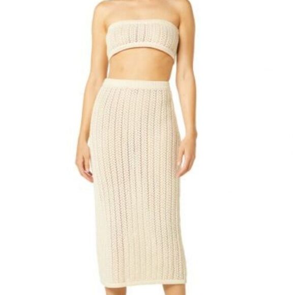 BUNDLE SET Misa Tia Bandeau Top W/ Matching Layla Skirt In Chartreuse LARGE - Picture 4 of 16